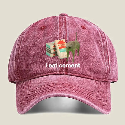 I Eat Cement Humorous Cat and Cement Design Humorous Baseball Cap