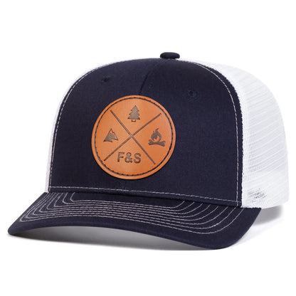 Unisex F&S Round Leather Label Baseball Net Caps Spring and Summer Outdoor