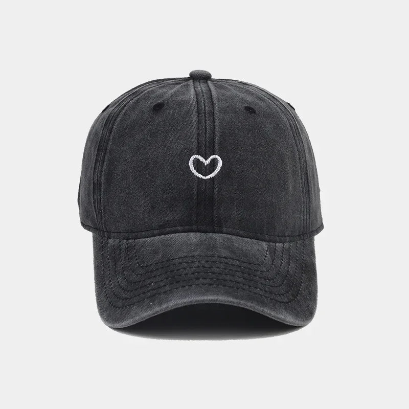 Cotton Baseball Cap Soft Top Embroidered Love Retro Simple