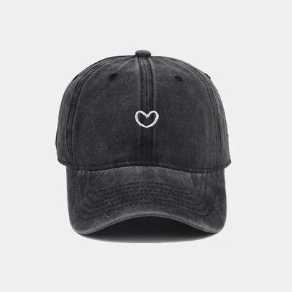 Cotton Baseball Cap Soft Top Embroidered Love Retro Simple
