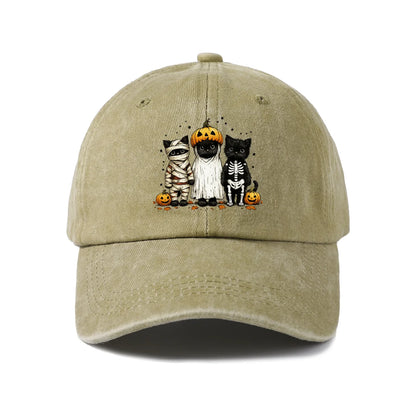 Halloween Mummy Ghost and Cats Baseball Cap