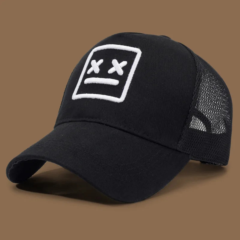 Men's Smiling Face Embroidered Baseball Cap, Fashionable Truck Driver Hat