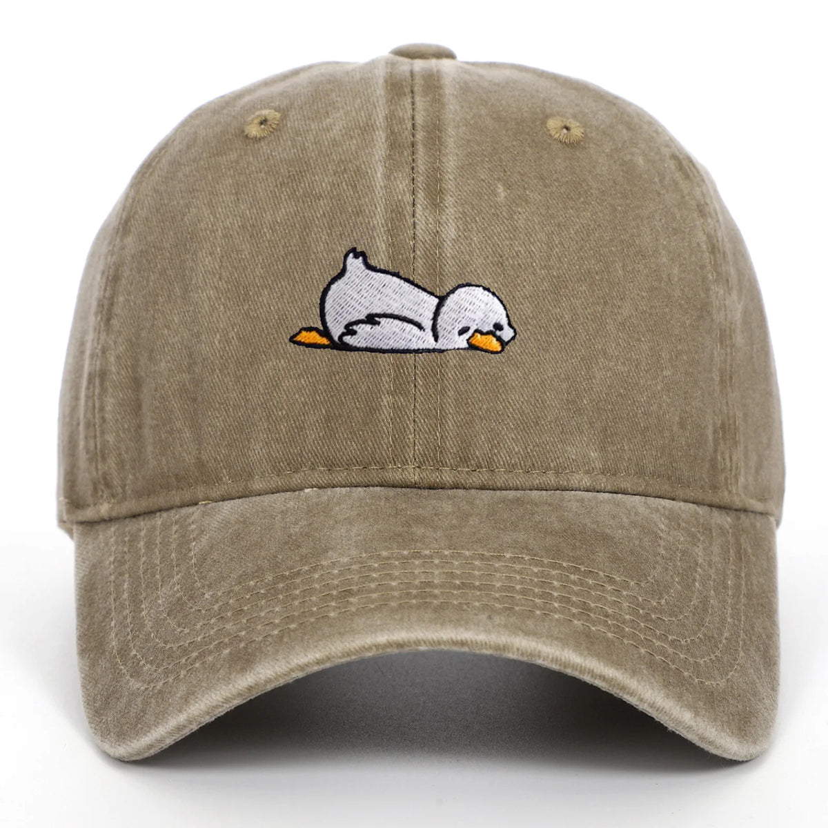 Cute Lazy Duck Washed Embroidery Baseball Hats