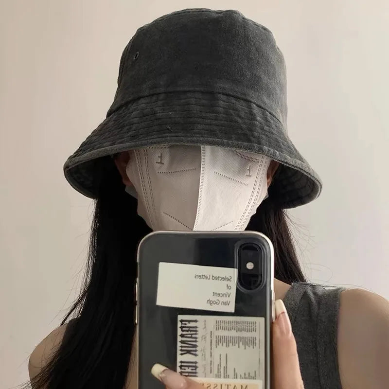 Denim Fisherman Hat Versatile Sunshade Basin Hat Plain Face Small