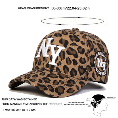 Unisex Letter Embroidery Leopard Print Baseball Caps Trucker Hats