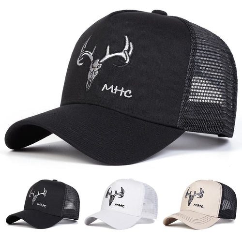 Unisex Antler Embroidery Baseball Net Caps