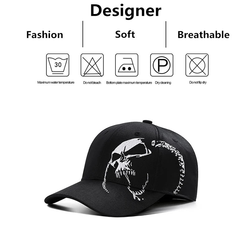 Unisex Side Skull Pattern Embroidery Baseball Caps
