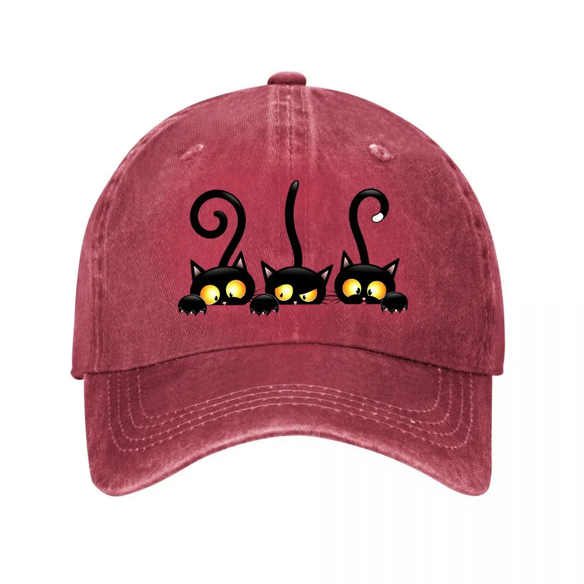 Halloween Black Cats Yellow Eyes Claws New Vintage Washed Cotton Baseball Cap