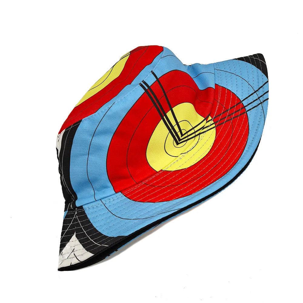 Target Bucket Hat Bow And Arrow Printing Fisherman Hats Double Sides For Men Women