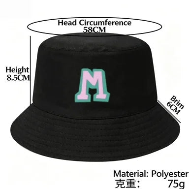 Two-Tone Outline Letter M Embroidery Reversible Bucket Hat
