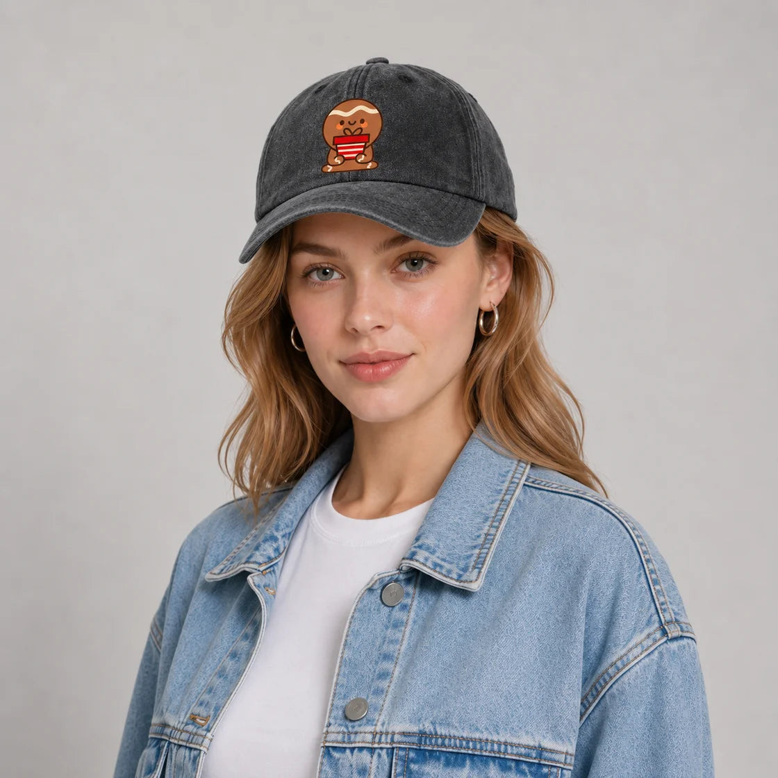 Smiling Gingerbread Man Baseball Cap