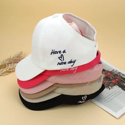 Children Sun Hat Girls Ponytail Duckbill Hats Kids Empty Top Baseball Cap