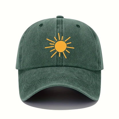 Golden Sun Print Baseball Cap For Both Men And Women