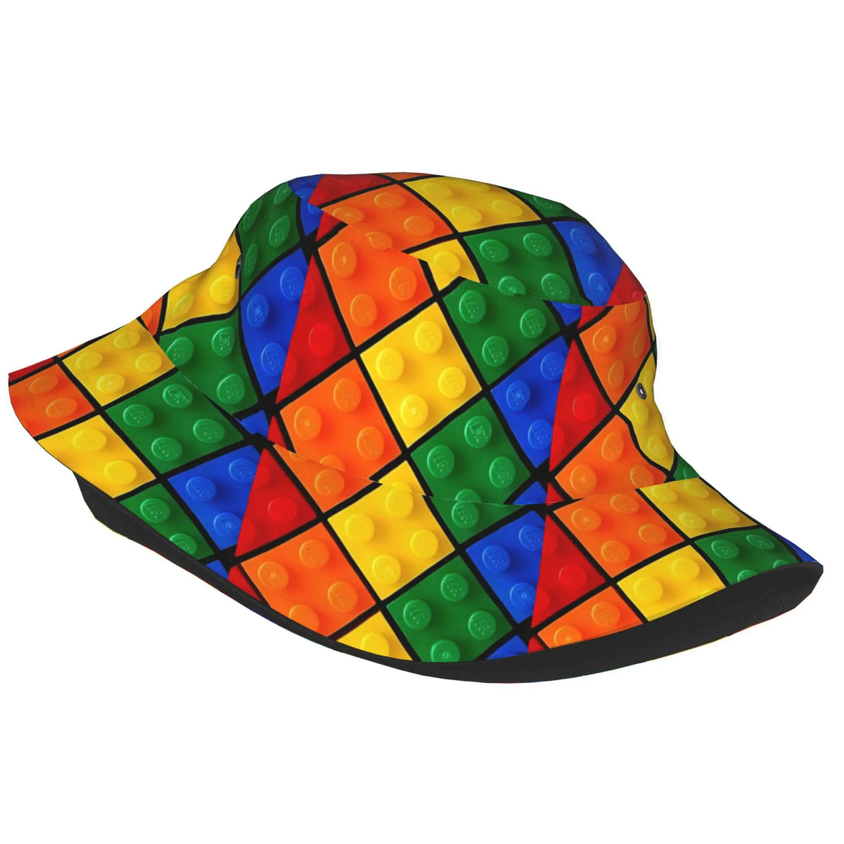 One Piece of Building Blocks Rainbow Printed Fisherman Hat Bucket Hat