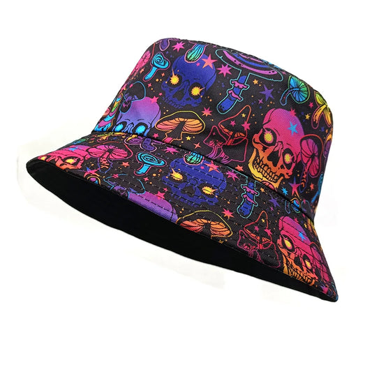 Skull Mushroom Pattern Bucket Hats