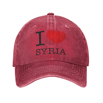 Syrian Flag Heartbeat Sun Baseball Cap I Love Syria Map Cool Female Male