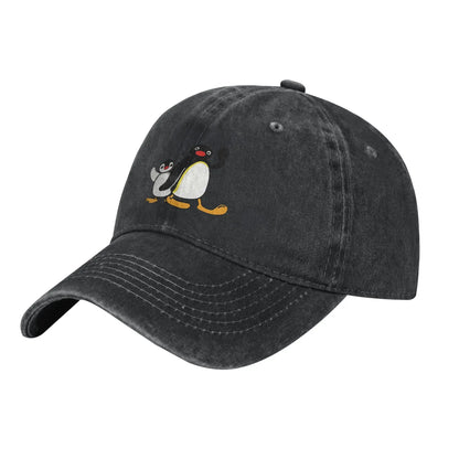 Pingu Her Friend the Seal Baseball Cap Distressed Cotton Penguin Meme Funny Cartoon Snapback Hat