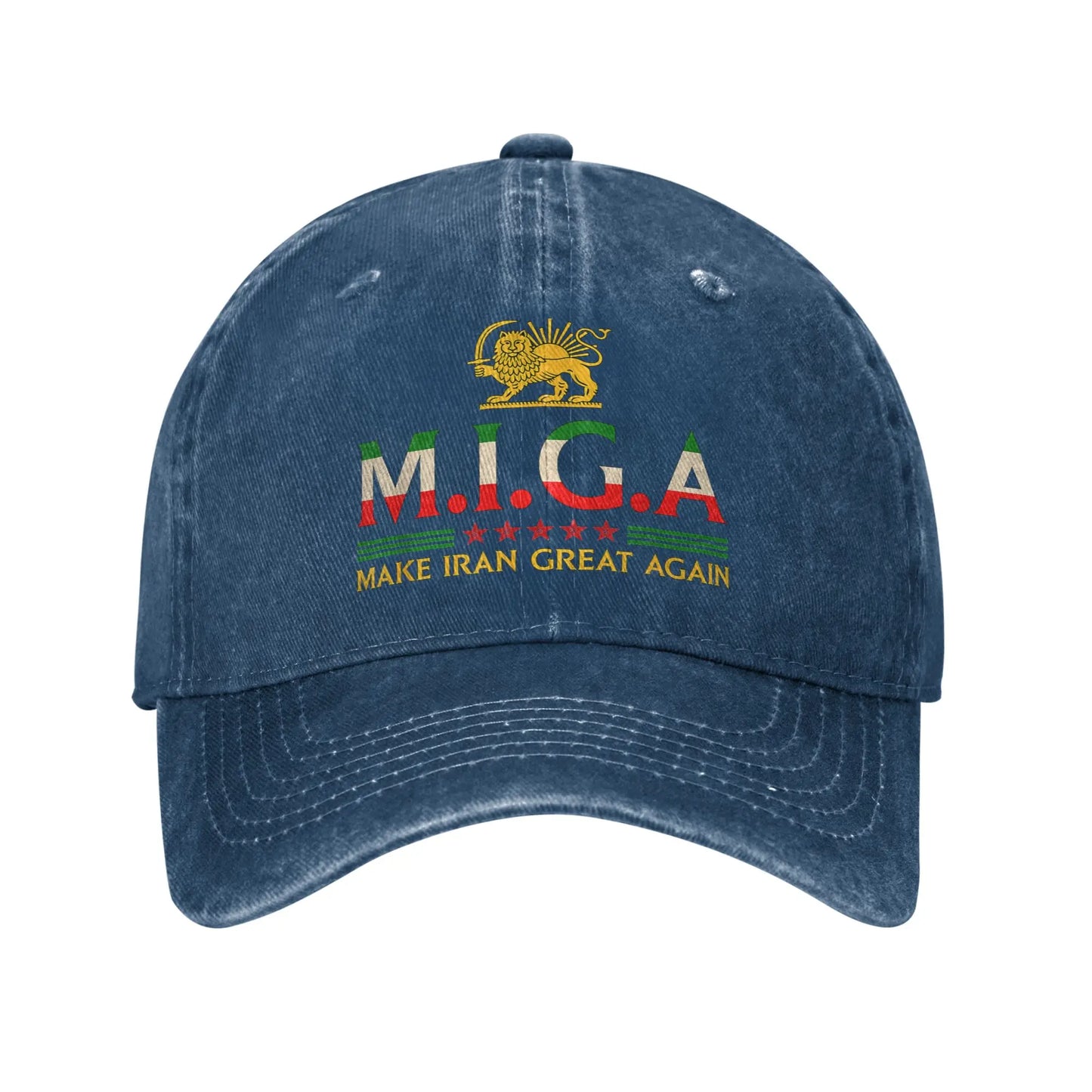 MIGA Make Iran Great Again Emblem Washed Baseball Cap