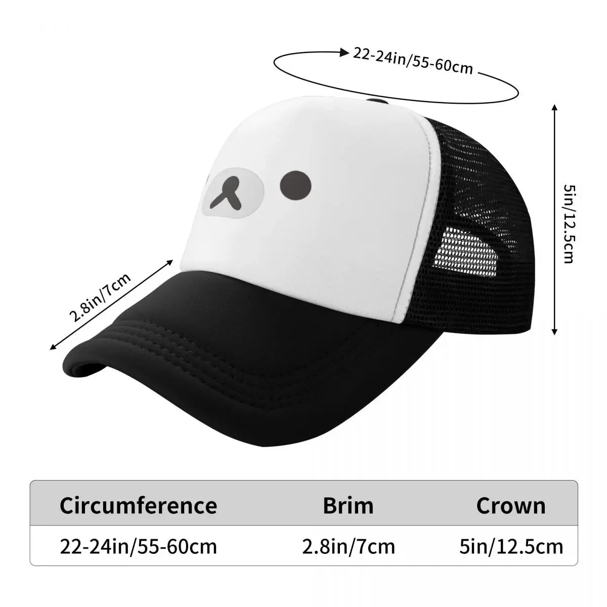 New Cartoon Rilakkuma Bear Face Mouth Unisex Mesh Baseball Cap