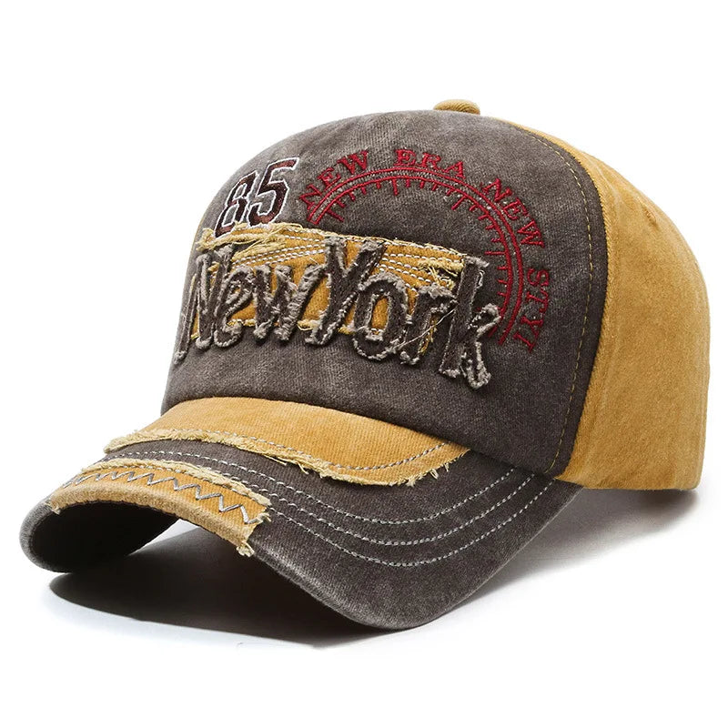 New York Embroidered Washed Distressed Baseball Cap