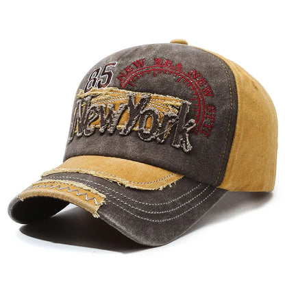 New York Embroidered Washed Distressed Baseball Cap