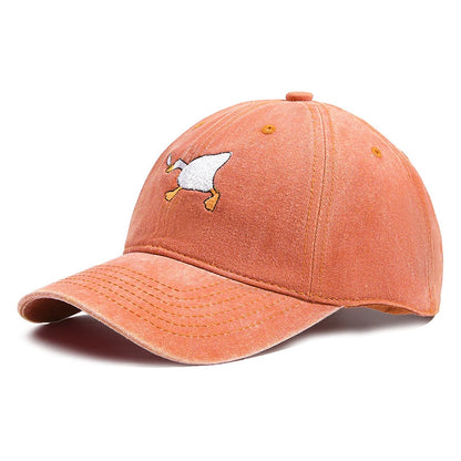 Embroidered Baseball Cap with Goose Pattern