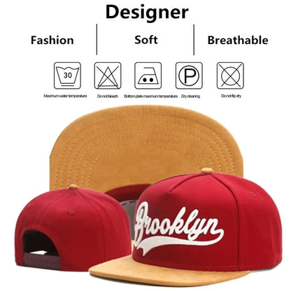 Unisex Brooklyn Embroidery Hip-hop Hats Adjustable Snapback Caps