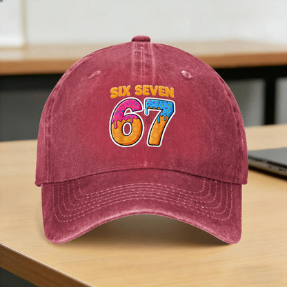 Six Seven Ice Cream Drip Gen Alpha Slang Funny 6 7 Meme Casual Baseball Cap
