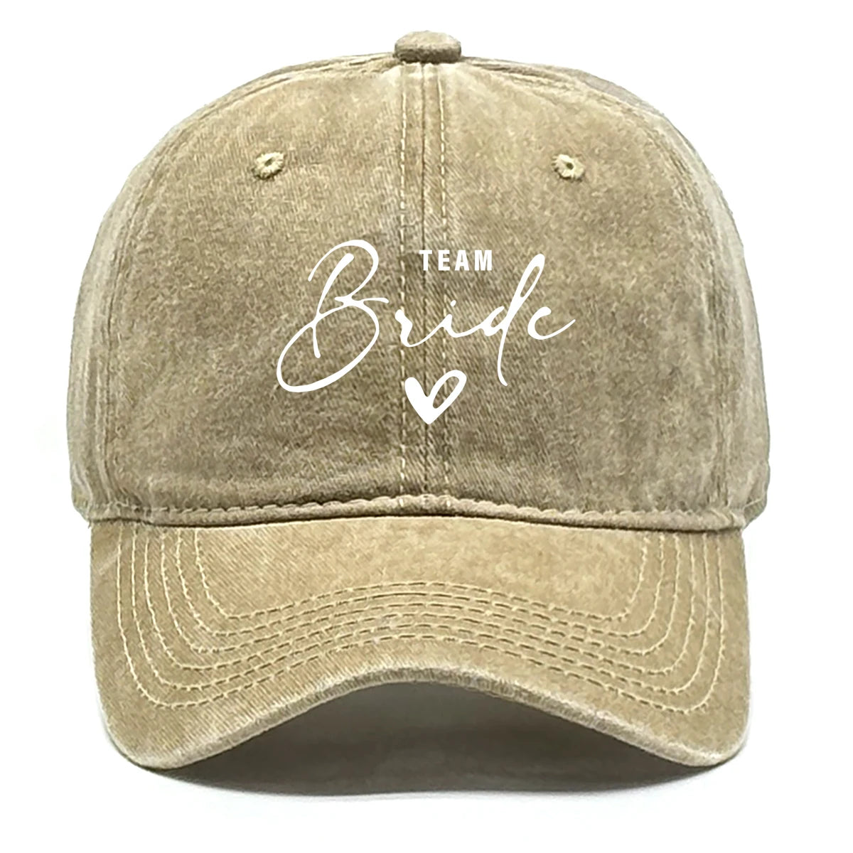 Washed Distressed Snapback Text Team Bride Printed Baseball Hat