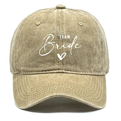 Washed Distressed Snapback Text Team Bride Printed Baseball Hat