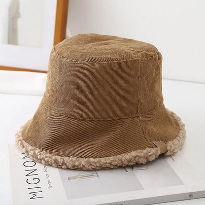 Lambswool Winter Bucket Hat Soft Thickened Cold Weather Panama Hat Warm
