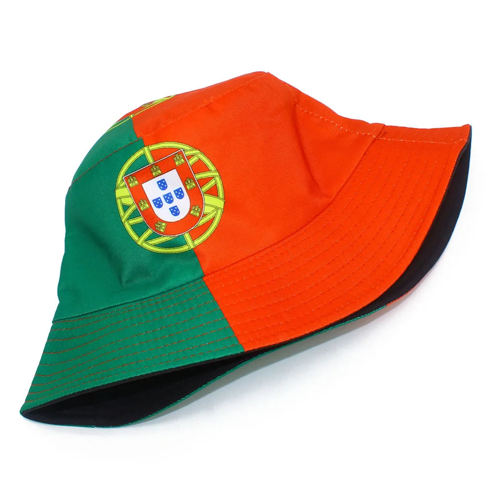 Bucket Hats Double-Sided Wearable Fishing Cap Portugal Flag