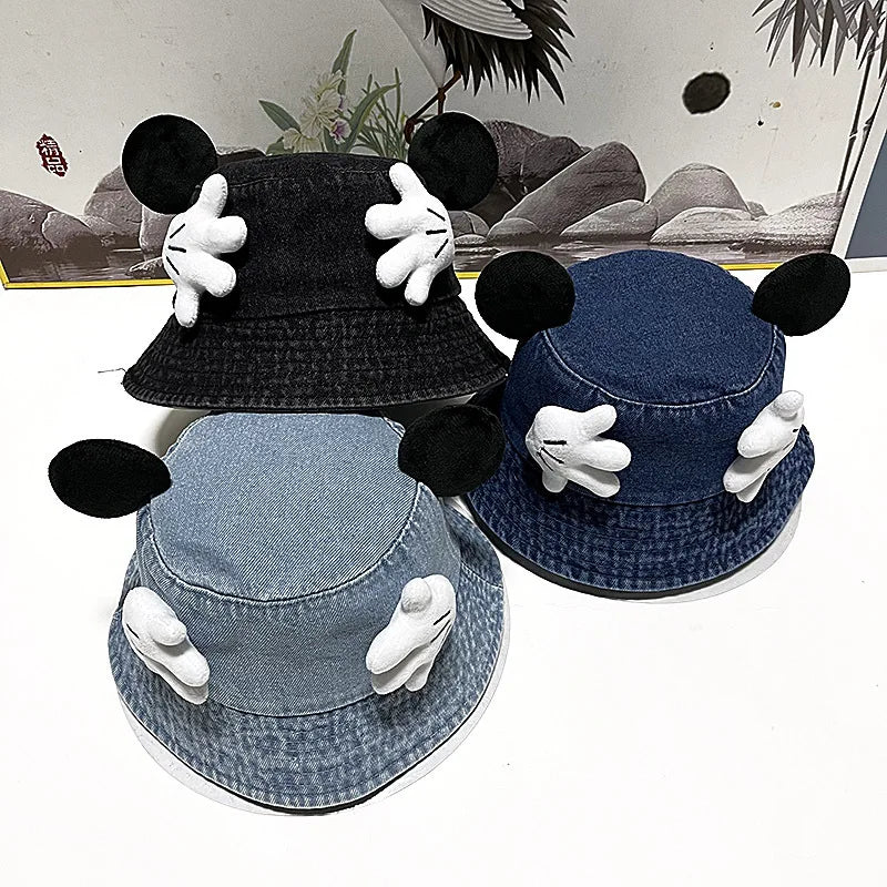 New Creative Cartoon Face Covering Bucket Hat For Women Girls