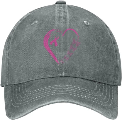 I'm A Survivor Heart Pink Ribbon Breast Cancer Awareness Baseball Cap