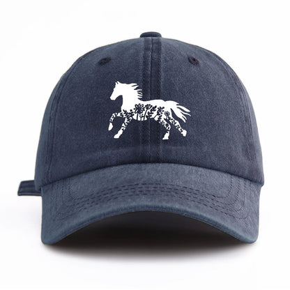 Pinting Horse Print Washed Baseball Cap For Adults