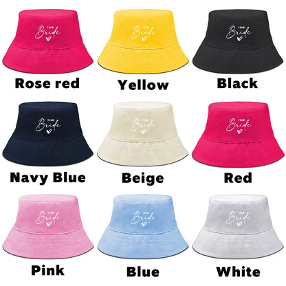 Bucket Hat With White "TEAM Bride" Printed Fisherman Cap