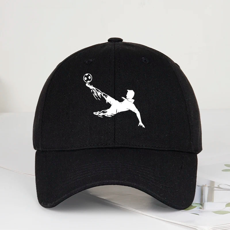 Soccer Bicycle Kick Print Baseball Cap