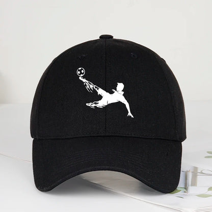 Soccer Bicycle Kick Print Baseball Cap