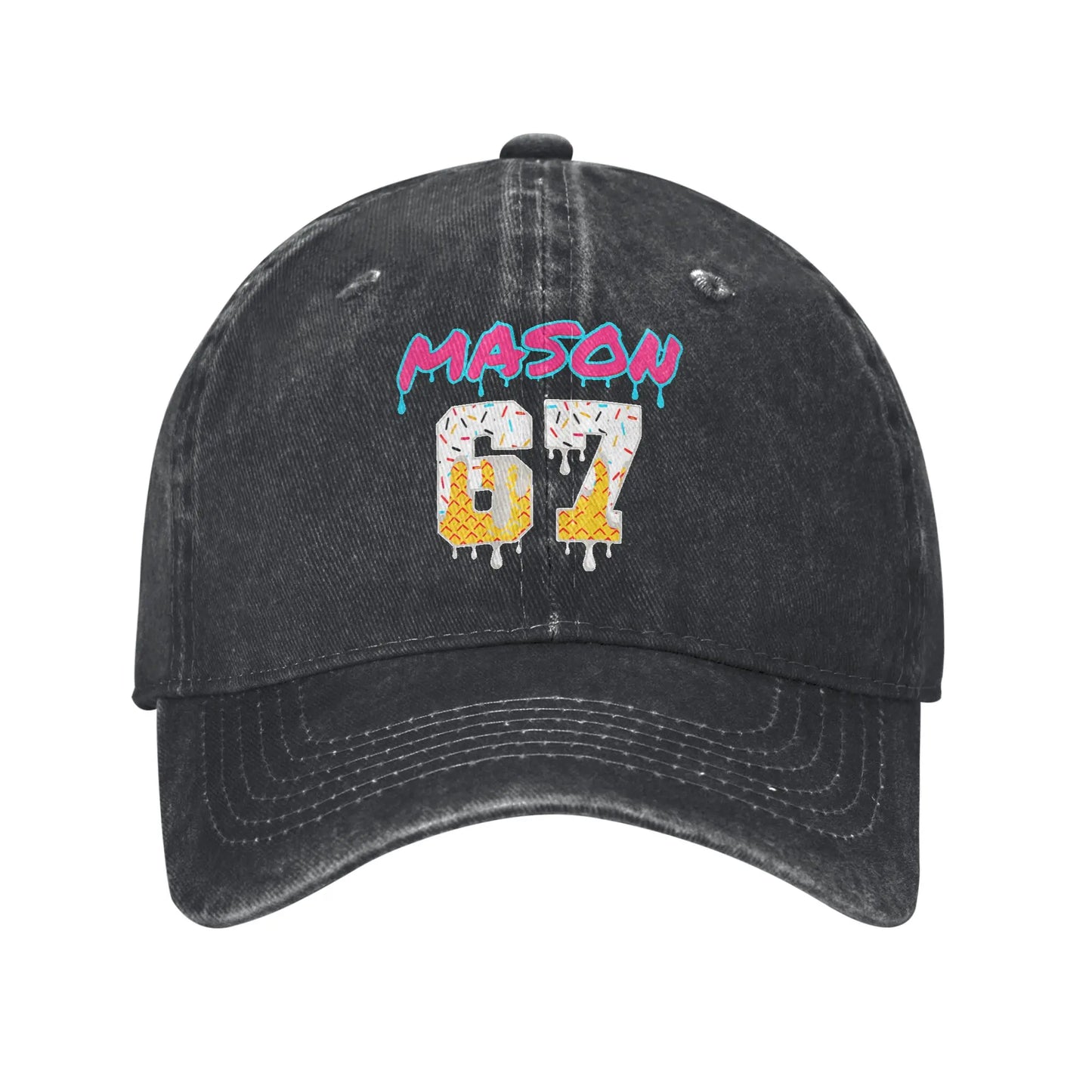 67 Ice Cream Drip Meme Funny Six Seven Gen Alpha Slang Baseball Cap