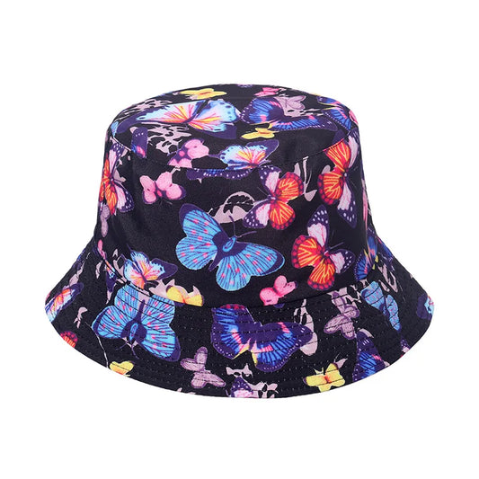 Bucket Hat Women Men Unisex Butterfly Pattern Sun Hats