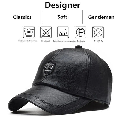 M Label Pu Leather Baseball Caps