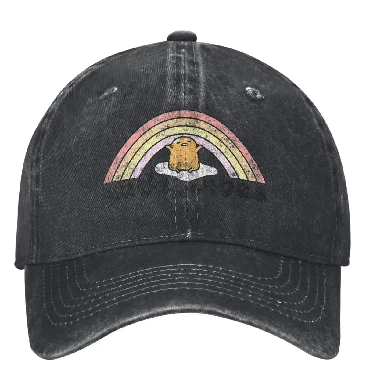 Gude Vibes Good Vibes Rainbow Washed Baseball Cap
