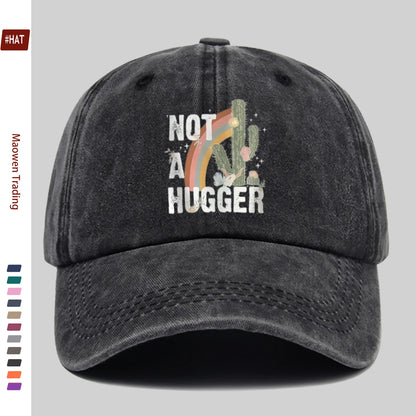Rainbow and Cactus "Not a Hugger" Print Baseball Cap