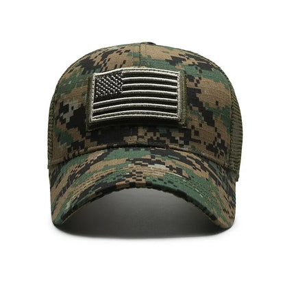 American Flag Camouflage Sticker Embroidered Baseball Cap Net Hat