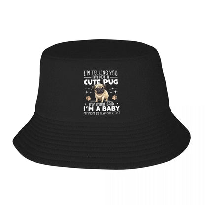 Custom Cute Pug Beach Bucket Hat Women Men
