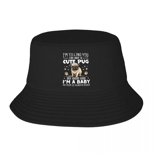 Custom Cute Pug Beach Bucket Hat Women Men