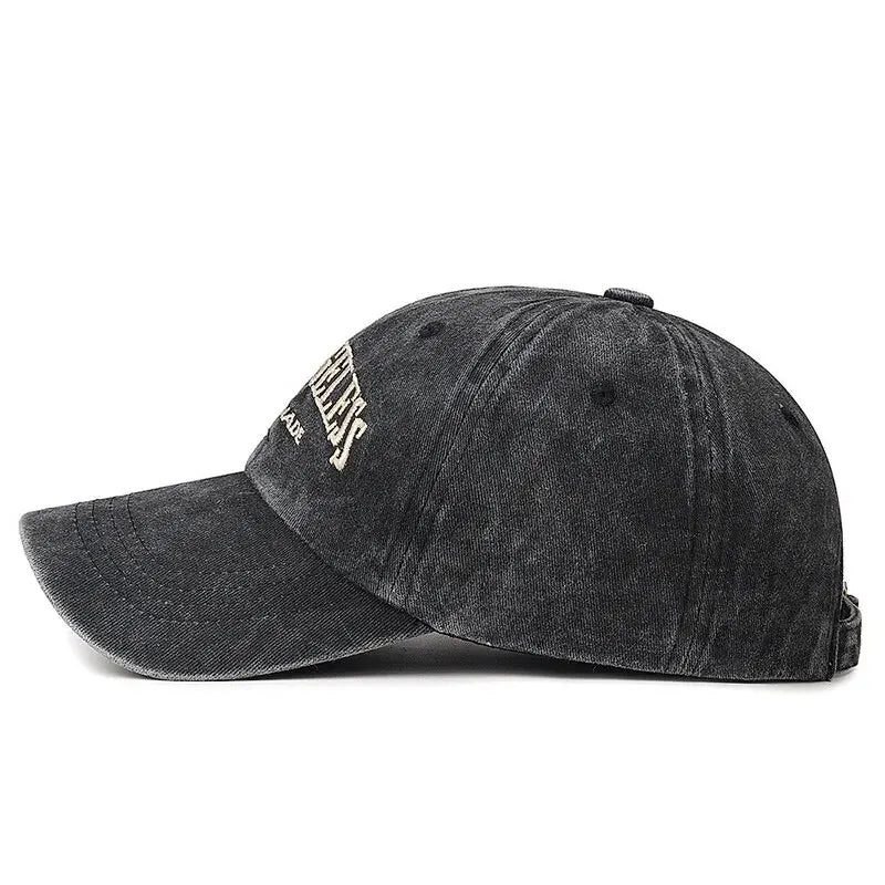 New Soft Top Washed Vintage Coated Cloth Cap Three-Dimensional Embroidery Sunhat Distressed White Baseball Cap