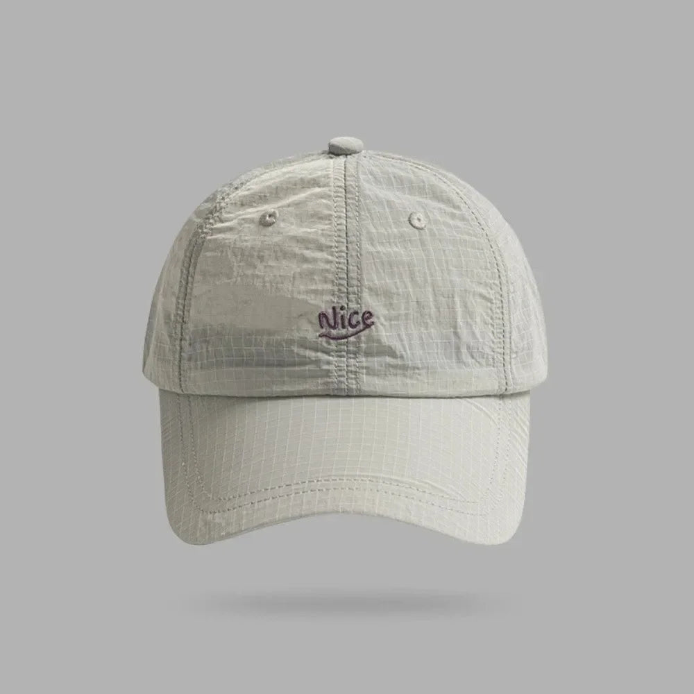 Fashion Plaid Thin Sun Cap Quick-drying Letter Embroidery Sports Running Cap Baseball Cap