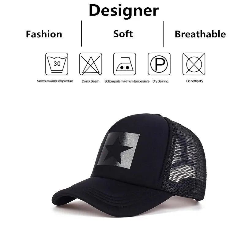 Five-Pointed Star Printed Baseball Net Caps Spring And Summer