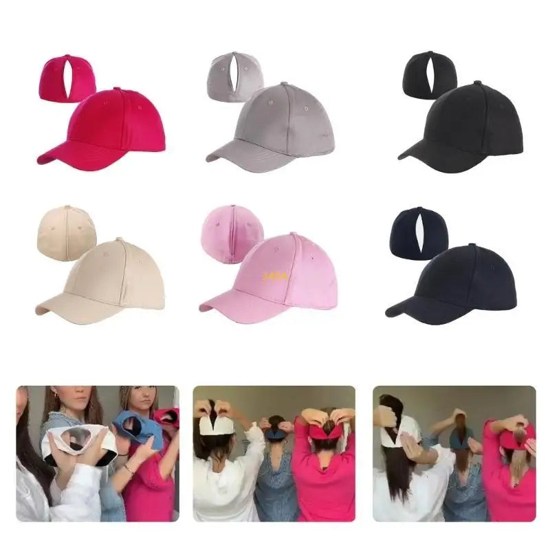 Women Adjustable Ponytail Hat With Closure Soft Breathable Baseball Hat